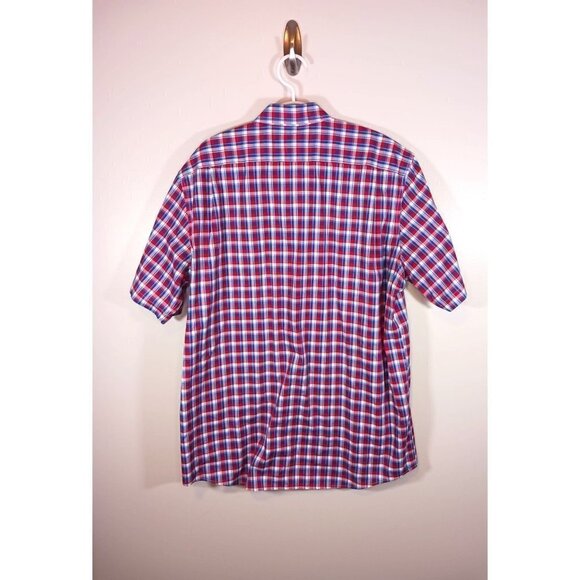 L.L. Bean Plaid Short Sleeve Cotton Button Men's Shirt Size M - Picture 2 of 5